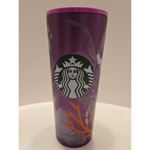 Starbucks Purple Coral Reef Stainless‎ Tumbler Cup 24 Oz Venti NO STRAW